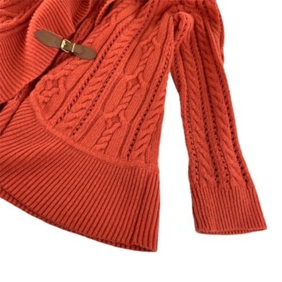 Talbots Orange Cable Knit Wrap Sweater - Picture 5 of 6